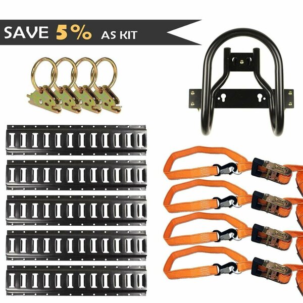 Dc Cargo Ratchet Straps W/ Integrated Soft-loops + E-Track + Wheel Chock Motorcycle Tie Down Kit MCK-7
